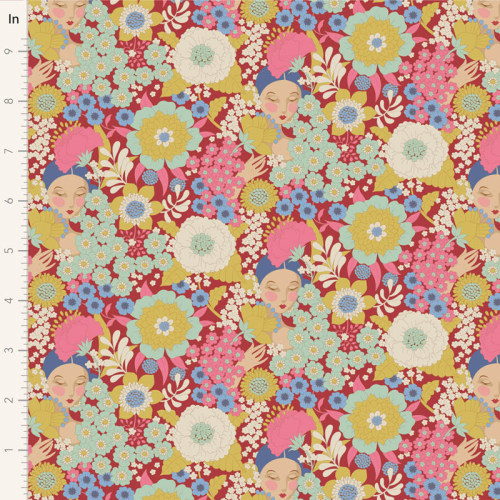 Tilda Patchwork Stoff Baumwolle - Wallflower - Burgundy